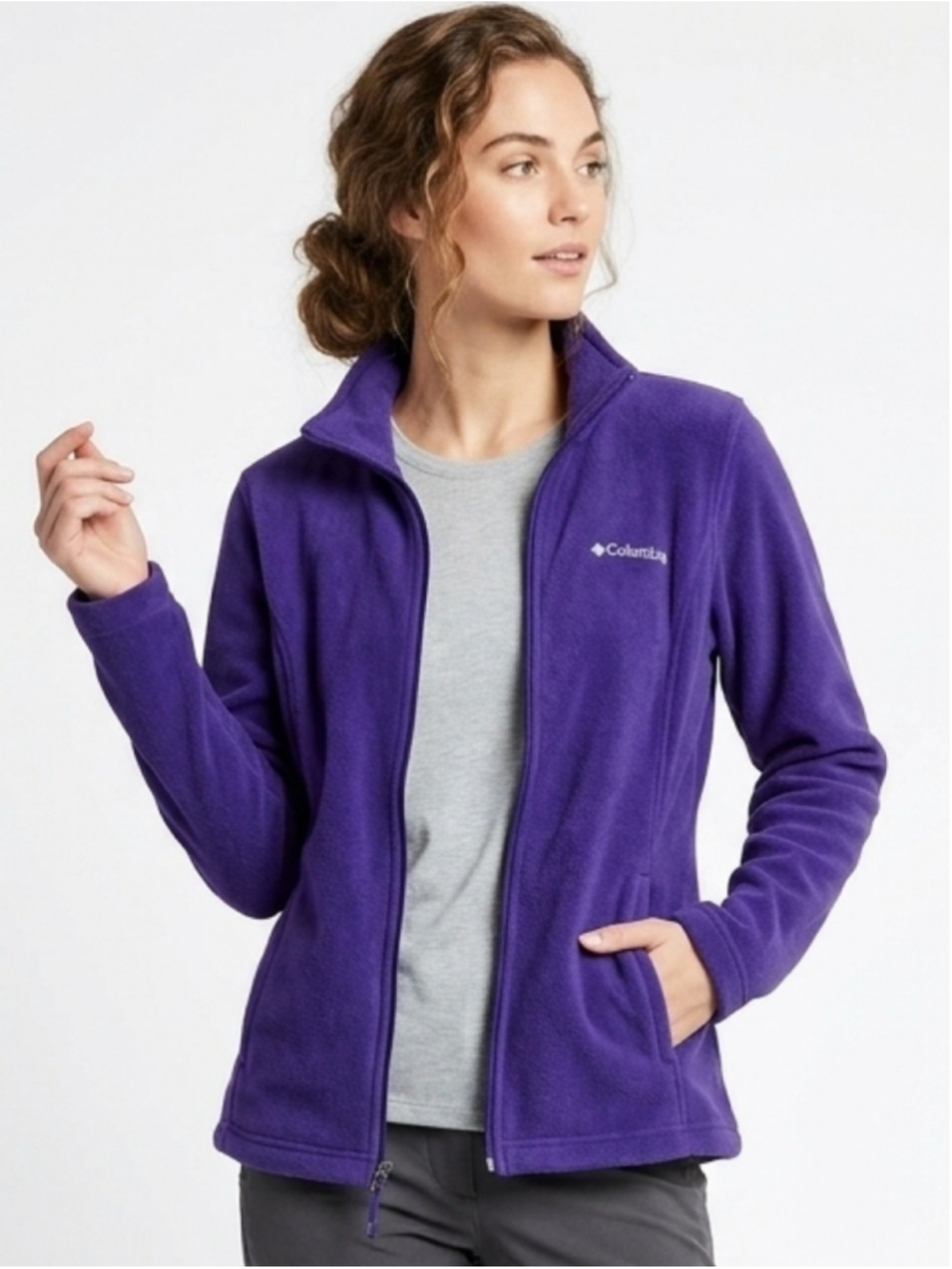 Columbia Benton Springs Full Zip Fleece Jacket XL Purple Lightweight Comfort 965